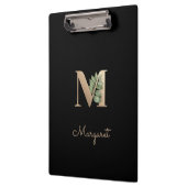 Elegant Botanisch Monogram Letter M Klembord (Links)