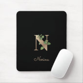 Elegant Botanisch Monogram Letter N Muismat (Met muis)