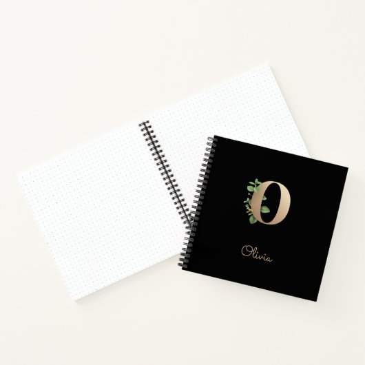 Elegant Botanisch Monogram Letter O Notitieboek (Binnen)