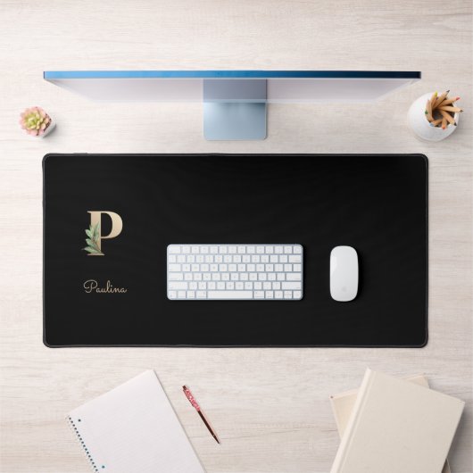 Elegant Botanisch Monogram Letter P Bureaumat (Kantoor 1)