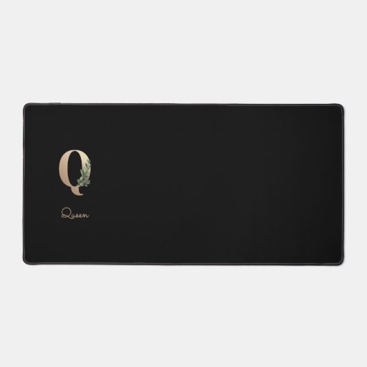 Elegant Botanisch Monogram Letter Q Bureaumat (Voorkant)