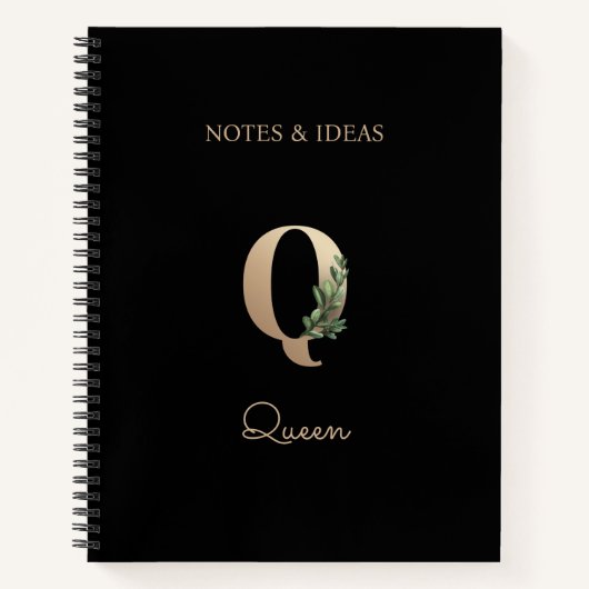Elegant Botanisch Monogram Letter Q Notitieboek (Voorkant)