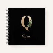 Elegant Botanisch Monogram Letter Q Notitieboek (Voorkant)