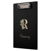 Elegant Botanisch Monogram Letter R Klembord (Links)
