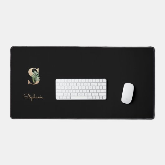 Elegant Botanisch Monogram Letter S Bureaumat (Keyboard & Muis)