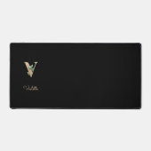 Elegant Botanisch Monogram Letter V Bureaumat (Voorkant)