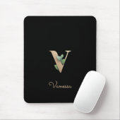 Elegant Botanisch Monogram Letter V Muismat (Met muis)