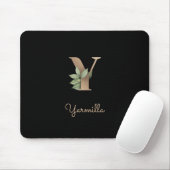 Elegant Botanisch Monogram Letter Y Muismat (Met muis)