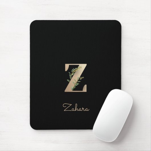 Elegant Botanisch Monogram Letter Z Muismat (Met muis)