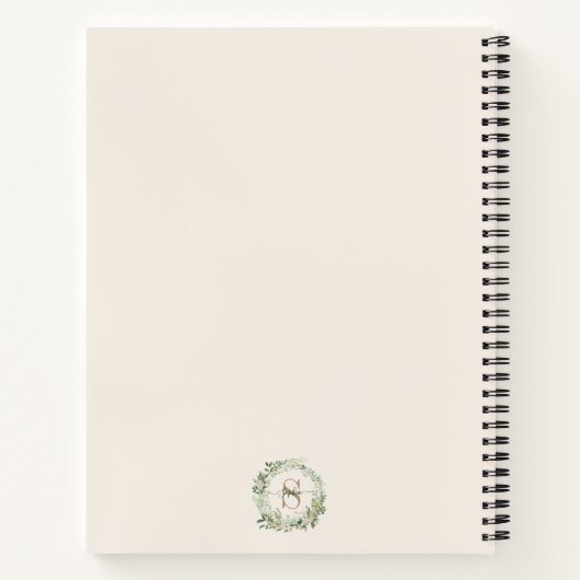 Elegant botanisch monogram met aangepaste naam notitieboek (Achterkant)