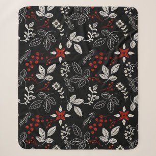 Elegant botanisch patroon sherpa deken