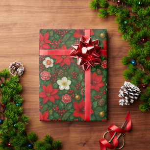 Elegant botanisch poinsettia bloemmotief cadeaupapier