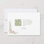 Elegant Botanisch Roos Script QR Code Wedding RSVP Kaartje (Achterkant)