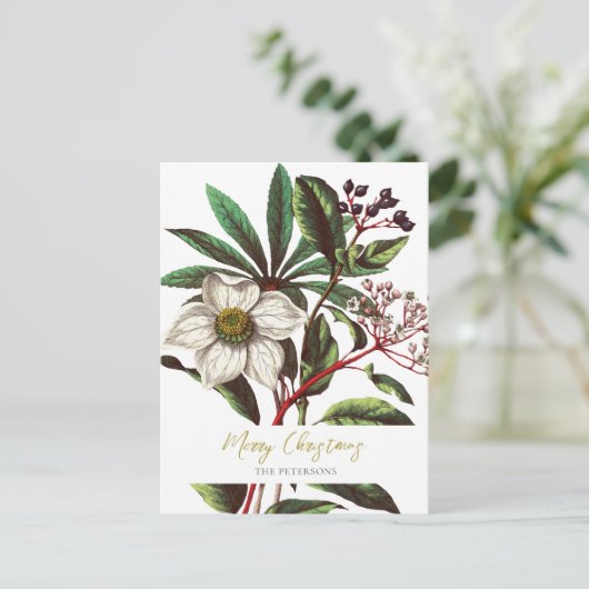 Elegant Botanisch Roos voor kerstmis Feestdagenkaart (Staand voorkant)