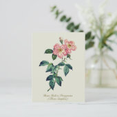 Elegant  Botanisch Roze Wit Rose Feestdagenkaart (Staand voorkant)