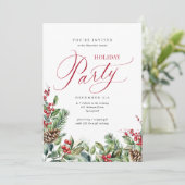 Elegant Botanisch Script Vakantie Party Kaart (Staand voorkant)