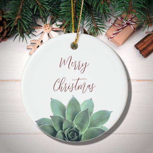 Elegant Botanisch Succulent Kerstmis Keramisch Ornament