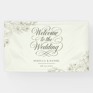 Elegant botanisch trouwfeest welkomstbord spandoek