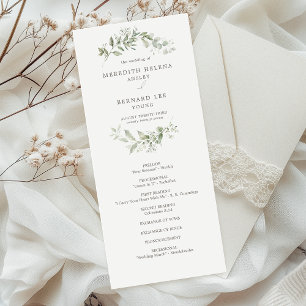 Elegant Botanisch Trouwprogramma op een plat vlak Programma