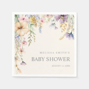 Elegant Botanisch Wildflower Baby shower Servet