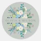 Elegant Botanisch Zee Groene Koolstof Klasische Ro Ronde Sticker (Voorkant)