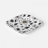 Elegant Botanisch Zwart-Wit Bloempatroon Papieren Bordje (Gebogen)