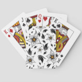 Elegant Botanisch Zwart-Wit Bloempatroon Pokerkaarten (Achterkant)