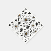Elegant Botanisch Zwart-Wit Bloempatroon Servet (Hoek)