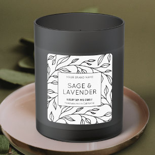 Elegant Botanisch Zwart & Wit Product Pot Etiket