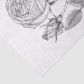 Elegant Botanisch  Zwart Wit Roos Tissuepapier (Detail)