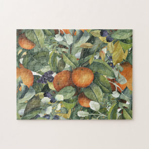 Elegant botanische citrusgroen legpuzzel