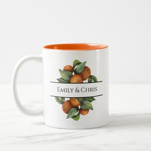 Elegant botanische citrusgroen tweekleurige koffiemok (Links)