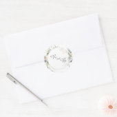 Elegant Botanische Eucalyptus Greenery Monogram Ronde Sticker (Envelop)