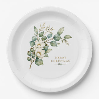 Elegant botanische eucalyptus kerst papieren bord
