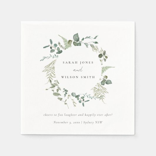 Elegant Botanische Eucalyptus Waterverf Weddenscha Servet (Voorkant)