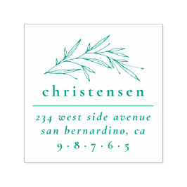 Elegant Botanische Familienaam & Retouradres Zelfinktende Stempel