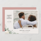 Elegant botanische flat bewaar de datum-Kaart Save The Date (Voorkant / Achterkant)