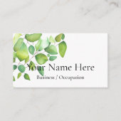 Elegant botanische groen visitekaartje (Voorkant)