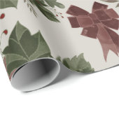 Elegant Botanische Kerstmis Cadeaupapier (Rol Hoek)