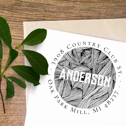 Elegant Botanische Line Art Aangepast adres voor r Zelfinktende Stempel