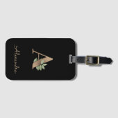 Elegant Botanische monogram Gold Letter A Bagagelabel (Voorkant (horizontaal))