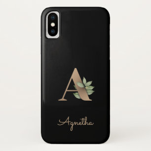Elegant Botanische monogram Gold Letter A iPhone X Hoesje