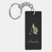 Elegant Botanische monogram Gold Letter A Sleutelhanger (Voorkant Links)