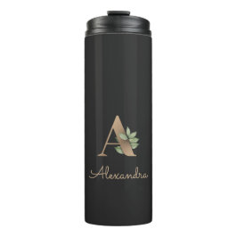 Elegant Botanische monogram Gold Letter A Thermosbeker