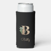 Elegant Botanische monogram Gold Letter B (Seltzer Voorkant)