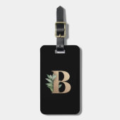 Elegant Botanische monogram Gold Letter B Bagagelabel (Voorkant verticaal)