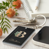 Elegant Botanische monogram Gold Letter B Sleutelhanger (Voorkant Rechts)