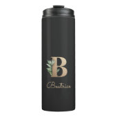 Elegant Botanische monogram Gold Letter B Thermosbeker (Voorkant)