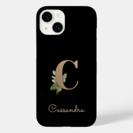Elegant Botanische monogram Gold Letter C Case-Mate iPhone 14 Hoesje