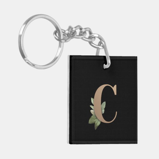 Elegant Botanische monogram Gold Letter C Sleutelhanger (Voorkant Links)